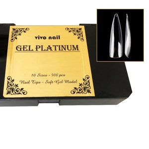 VIVO 500pcs Stiletto Long Half Cover Clear Gel Artificial False Fake Nails Tips